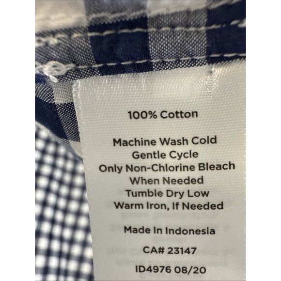 Talbots Women's Top Blouse Size Large Blue White Check Long Sleeve Cotton Button - Picture 8 of 10